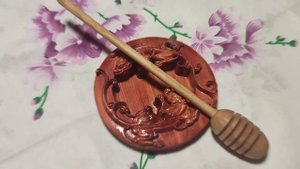 Ложка для меда деревянная, веретено