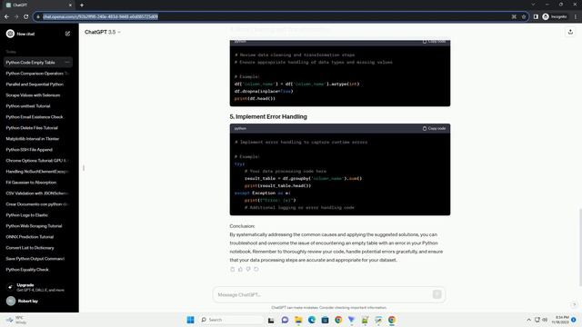 When I run this Python code on my notebook it return empty table I get this error How can I overcom смотреть онлайн