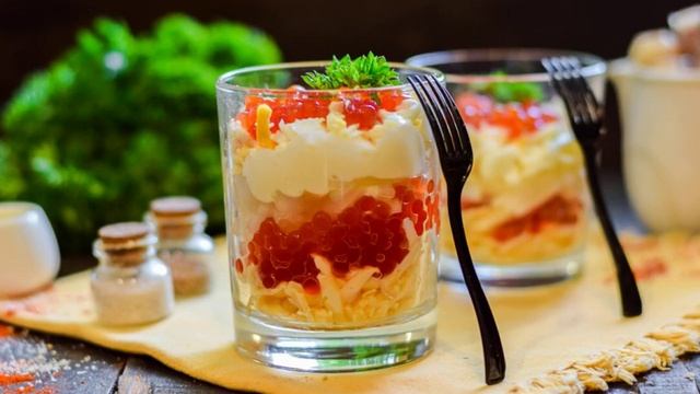 Салат Мимоза с красной икрой