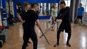 Урок фехтования катаной. Кендзюцу. Прием с катаной: первая защита и ответ в нижний сектор