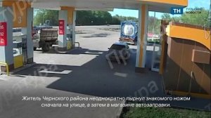 Момент убийства на автозаправке в Плавском районе