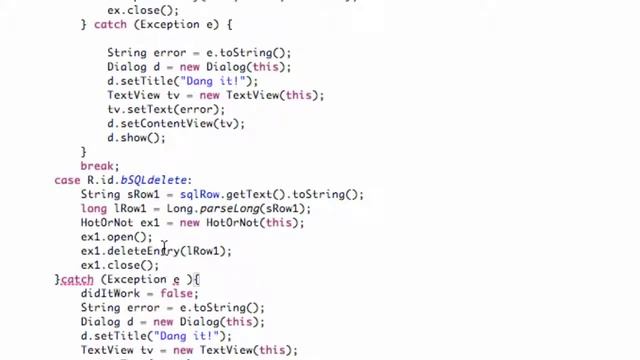 Android Developing Applications Tutorial   124   Deleting Entry from SQLite Database