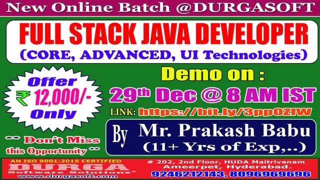 FULL STACK JAVA DEVELOPER Online Training @ DURGASOFT