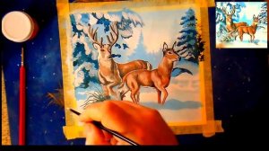 Как рисовать оленя. Рисуем пейзаж с оленями поэтапно