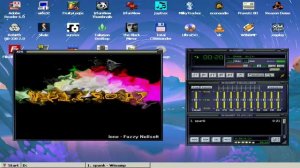 Winamp on Exagear playing 320 Kbps Mp3 with visualizations plugin