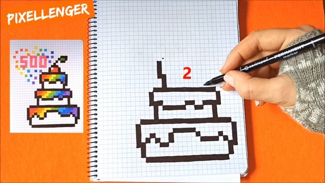 500 видео на канале Pixellenger Как рисовать по клеткам Радужный торт How to Draw Rainbow Cake Pixe