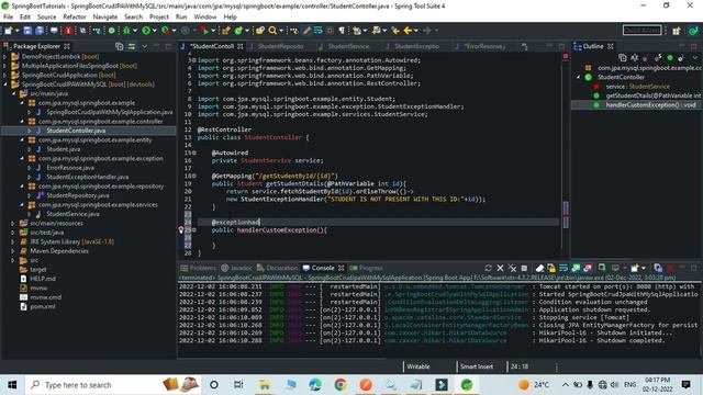 Create custom Exception in spring boot | Exception handler in spring boot #Exceptionhandler