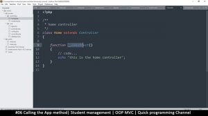 #06 Calling the app method | Student management system in PHP | OOP MVC | Quick programming tutoria