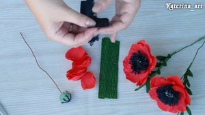 Мак из гофрированной бумаги/DIY