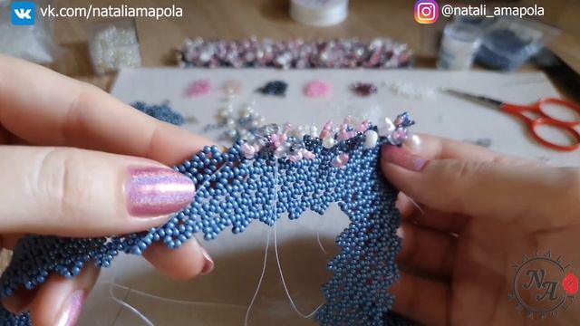 Beaded necklace/Necklace corner/Perl necklace/Diy necklace/Tutorial/Колье из бисера/Колье уголок
