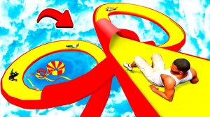 ЭКСТРЕМАЛЬНЫЙ СПУСК СО СКОЛЬЗКОЙ ГОРКИ в АКВАПАРКЕ в ГТА 5 МОДЫ! ОБЗОР МОДА в GTA 5 ВИДЕО