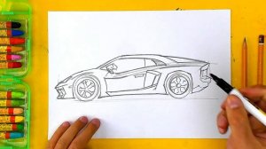 Как нарисовать Ламборджини - Lamborghini рисуем машину