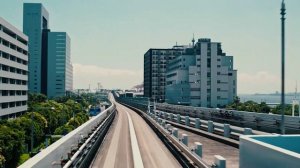 Метро Японии в 4К. Наземная часть метро Токио. Японский метрополитен из вагона поезда.