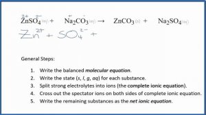 How to Write the Net Ionic Equation for ZnSO4 + Na2CO3 = ZnCO3 + Na2SO4