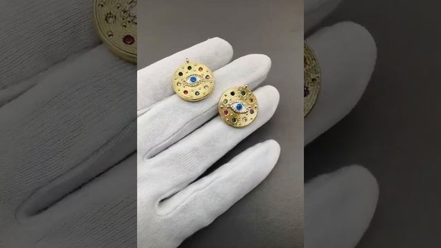 Подвеска Глаз, с цветными цирконами, 20мм/Артикул: пд398 смотреть онлайн