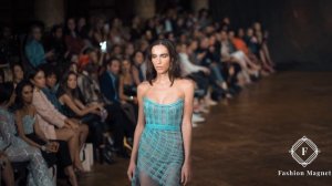 Paris Fashion Week model catwalking in slow motion part 9 Blue dress