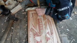 ИКОНА ,,Николай Чудотворец,, резьба по дереву.