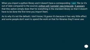 What does "precompile standard library" option mean in python installation?