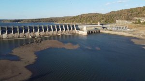 Dam at Lake Fort Gibson • drone video • Ft. Gibson, Oklahoma