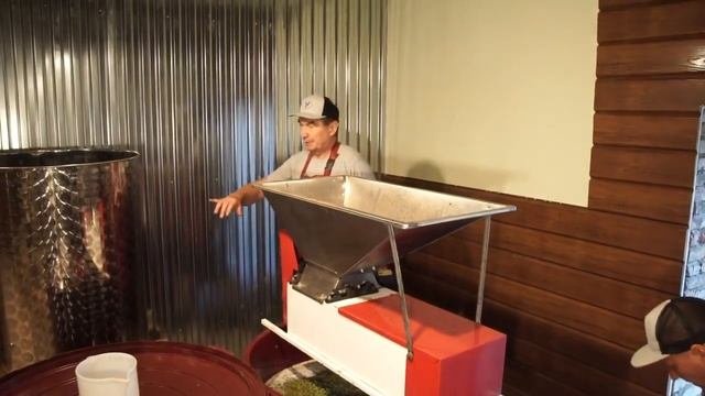 Знакомим вас с первыми этапами приготовления вина - дробление и отделение сусла