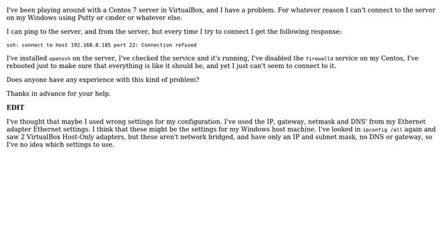Centos 7 in virtualbox - SSH: connection refused смотреть онлайн