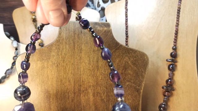 Натуральные камни Колье с подвесами Природный авантюрин Окаменелое дерево смотреть онлайн