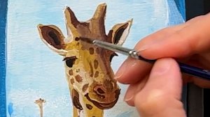 Рисую жирафа акриловыми красками на холсте под музыку релакс