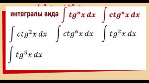 7.9 Интегралы вида ∫ tg^n (x) dx,  ∫ ctg^n (x) dx