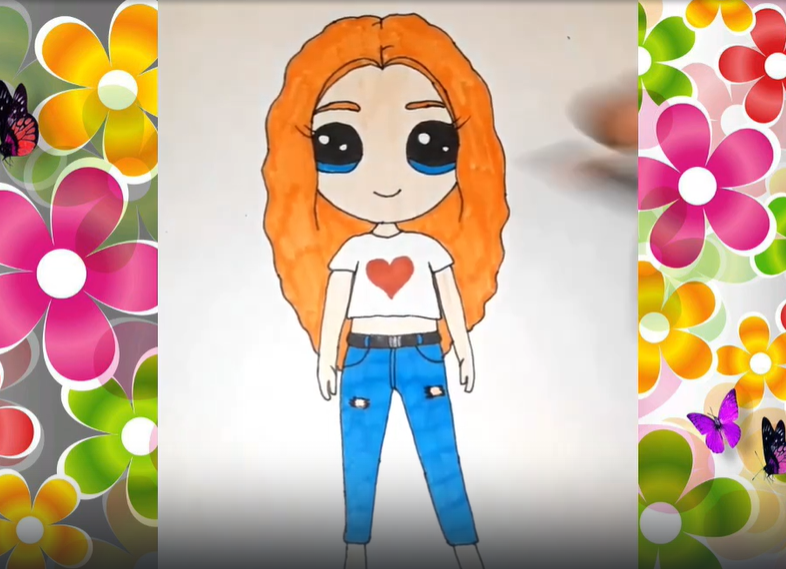 Рисуем Девочку с рыжими волосами смотреть онлайн