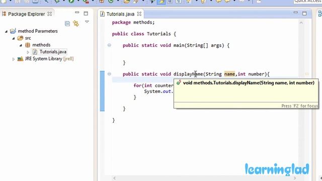 Methods with Parameters / arguments in Java Programming Video Tutorial