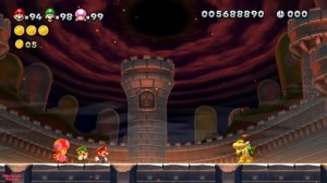 New Super Mario Bros. U Deluxe Final Boss – 3 Players Walkthrough Co-Op