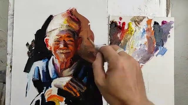 Портрет маслом за час "Лао Линг " смотреть онлайн
