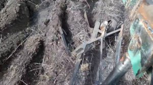 Вспашка целины двухкорпусным плугом.