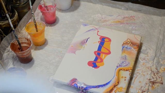 Рисую мастихином картину/ Акриловая заливка. смотреть онлайн