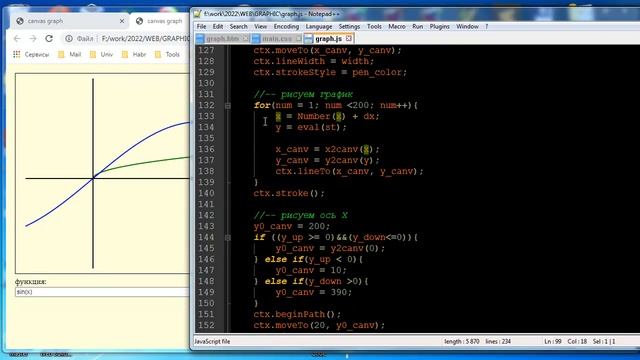 wb058 HTML Canvas строим график функции смотреть онлайн