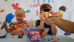 Детское видео ЯРИК озоРнИК угадываем конфеты Snickers M&M’s Mars Milky Way Twix KitKat Bounty