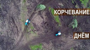 Ввод залежных земель в севооборот  Корчевание деревьев  Дневная смена. КФХ Урожайное.
