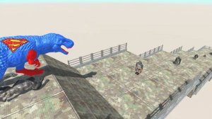 SUPERMAN T-REX DEATH FALL - Animal Revolt Battle Simulator