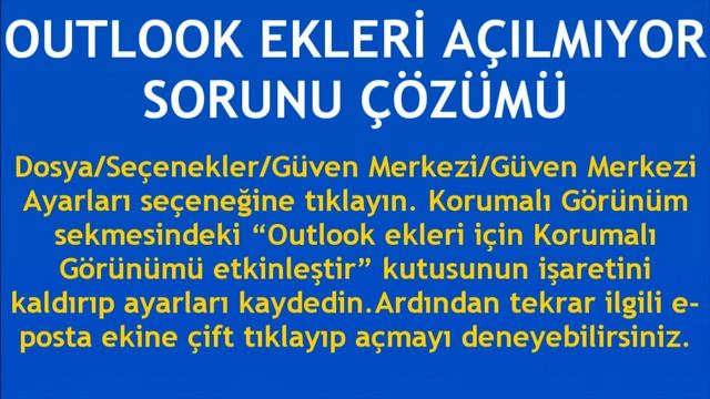 Outlook Ekleri Açılmıyor Sorunu Çözümü смотреть онлайн