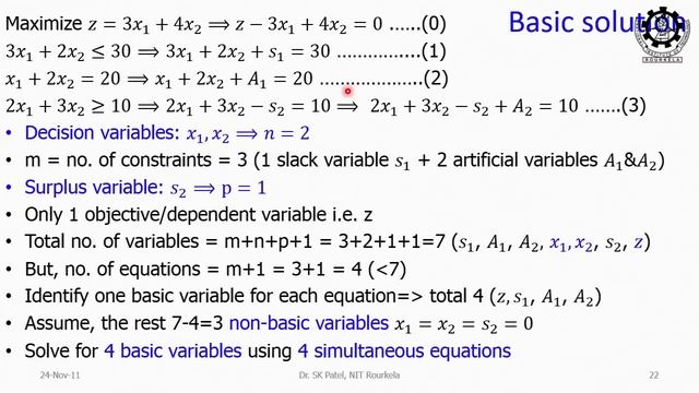 Lec 3: Linear Programming: Simplex with solved example - Part 1 ...