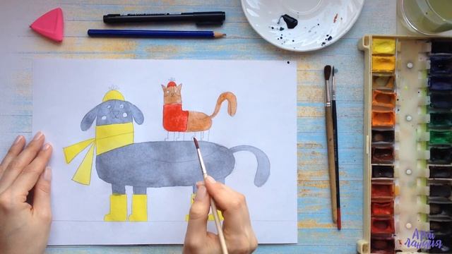 Урок рисования для детей. Почему кошки и собаки не дружат. смотреть онлайн