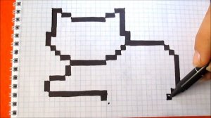Как рисовать Кота по клеточкам How to Draw Pixel Art for Kids