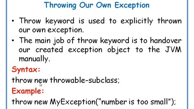 Throwing Our Own Exception in JAVA||JAVA in Telugu Lecture-65 смотреть онлайн