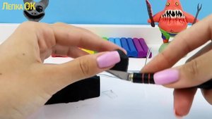 Мультяшный Хагги Вагги и Белый Кот из Тик Тока. Фигурки из пластилина. Лепка ОК