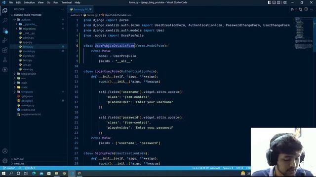 Creating form for user profile model in django