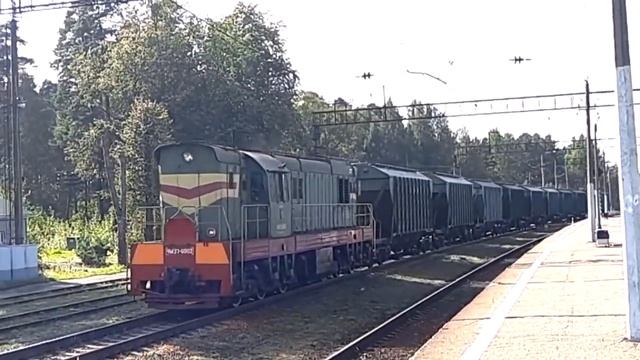 Редкие гости! Тепловоз ЧМЭ3Т-6602 на станции Лебяжье (20.08.2021) смотреть онлайн