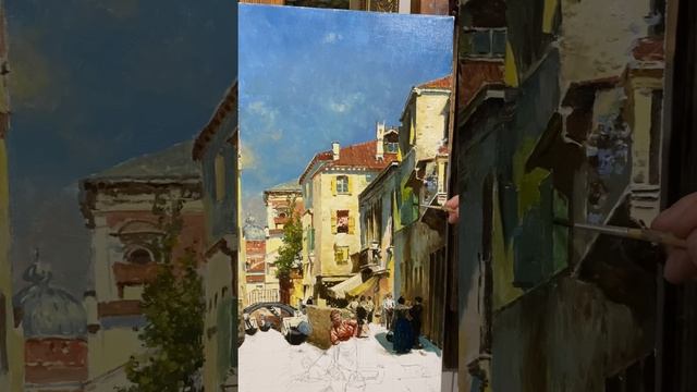 Пишу копию картины Рубенса Санторо "Венецианский канал" смотреть онлайн