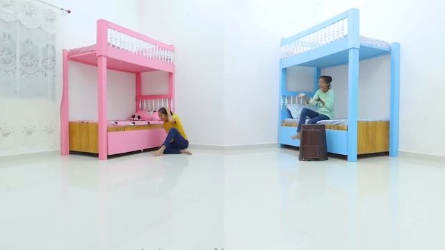 2 Sisters ❤️ BedRoom Makeover - On Her Choice[Pink & Blue] ?(Most Beautiful) #Love #Fun смотреть онлайн