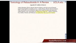 SWEETS Part 6 - Stevia: Is It Safe?  Toxicology Review of Rebaudioside A