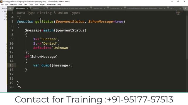 Data Type Hinting & Union Types in PHP | Web Development full course